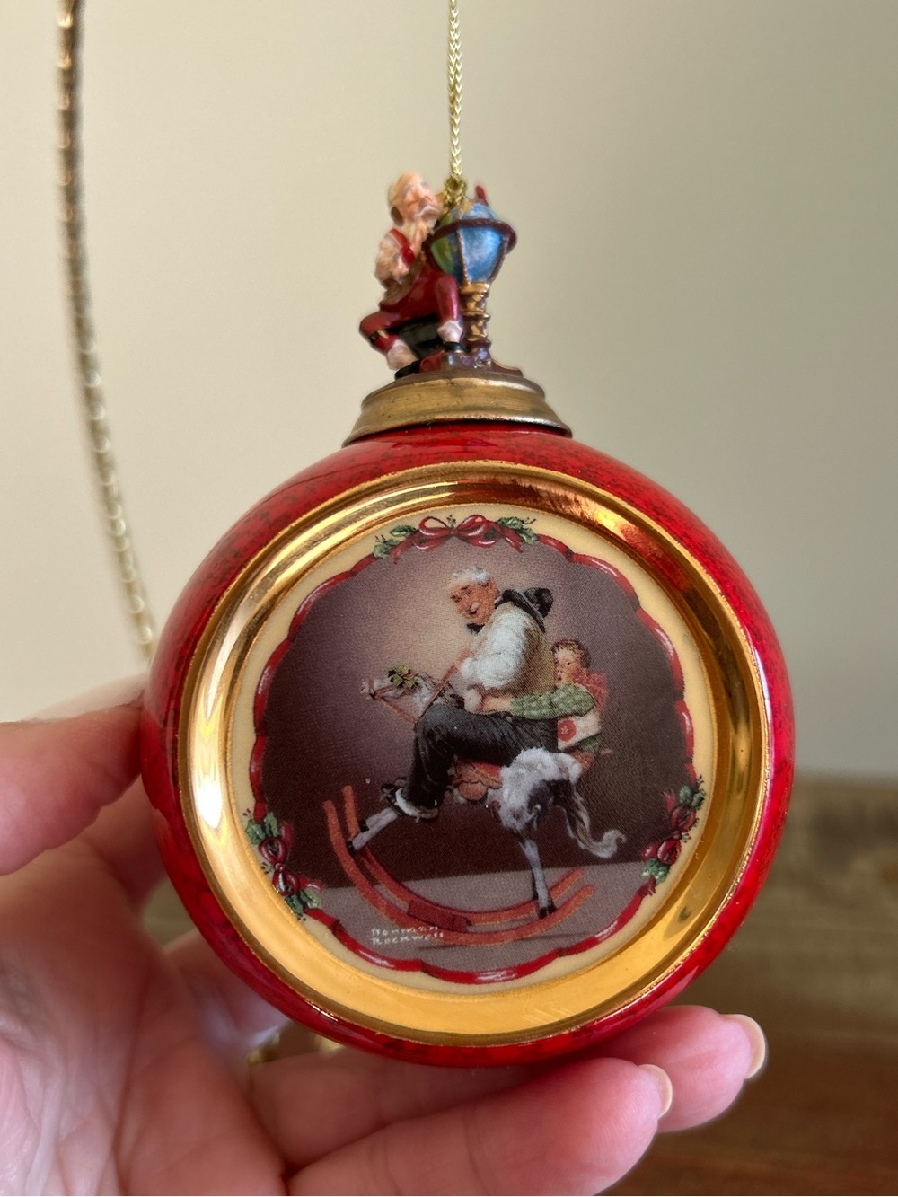 Norman Rockwell's Christmas  Heirloom Ornaments Grandfather on Rocking Horse